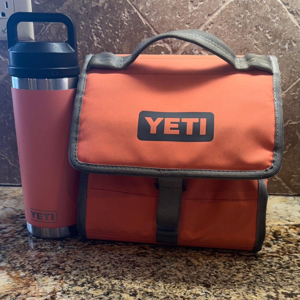 YETI Orange Lunch Bag with Gray Trim used preowned